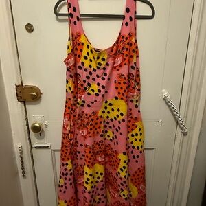 Nooworks Pink and Yellow Micotti Leopard Print Vacation Skater Dress